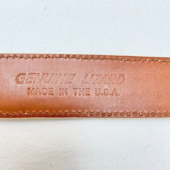 Flemings West End Womens Buckleless Belt Small Yellow Beige Lizard Skin - Picture 10 of 15